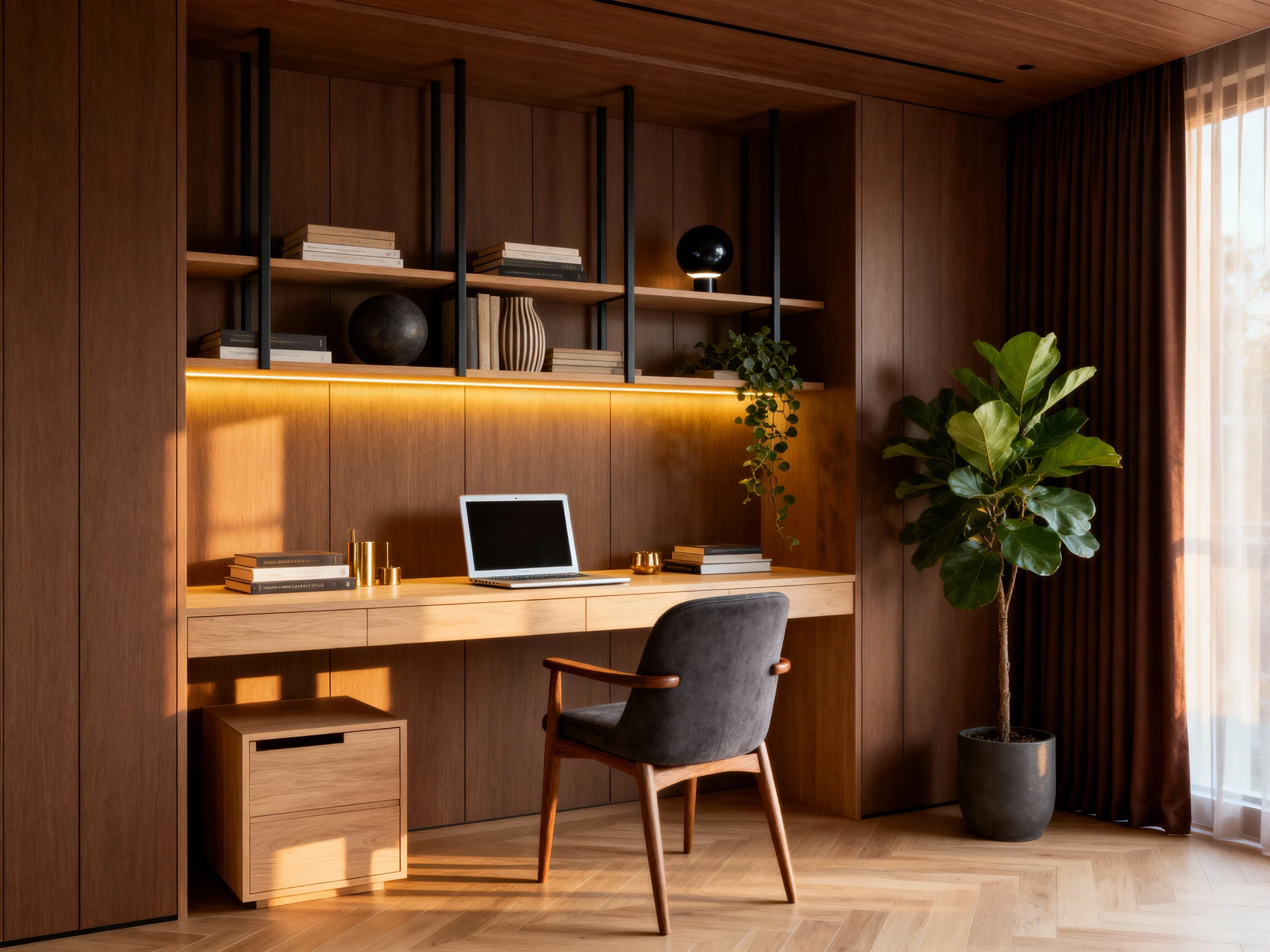 Cozy Japandi Home Office Design for Maximum Serenity & Focus