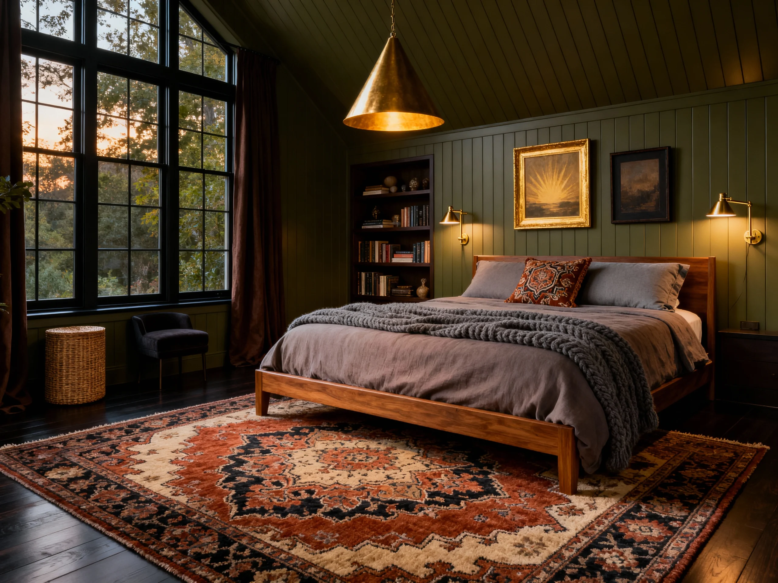 10 Cozy & Moody Vintage Bedroom Ideas Using Rich Colors & Old Portraits