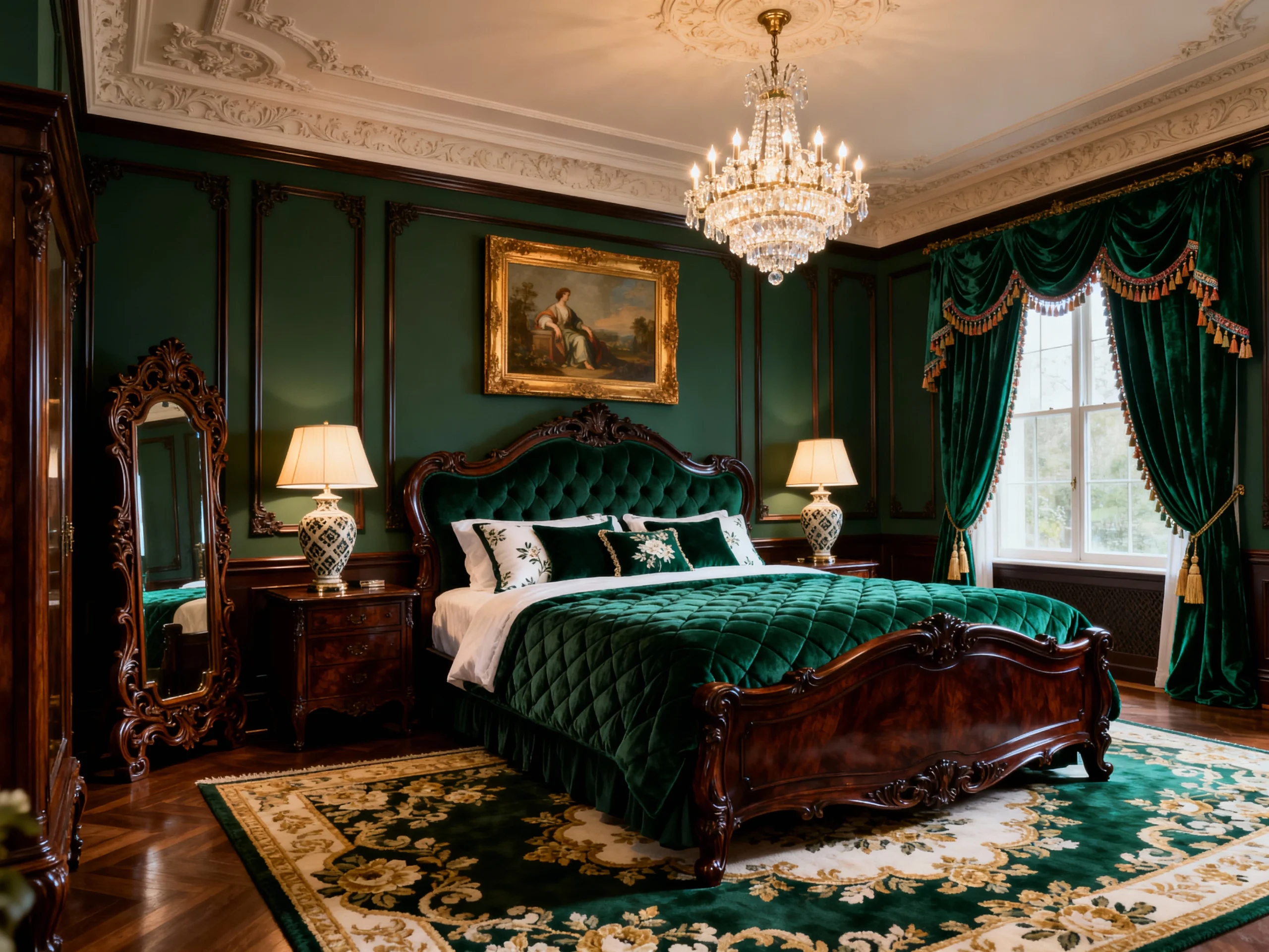 Dark Academia Bedroom Inspo: Moody Library Walls & Antique Brass Detail
