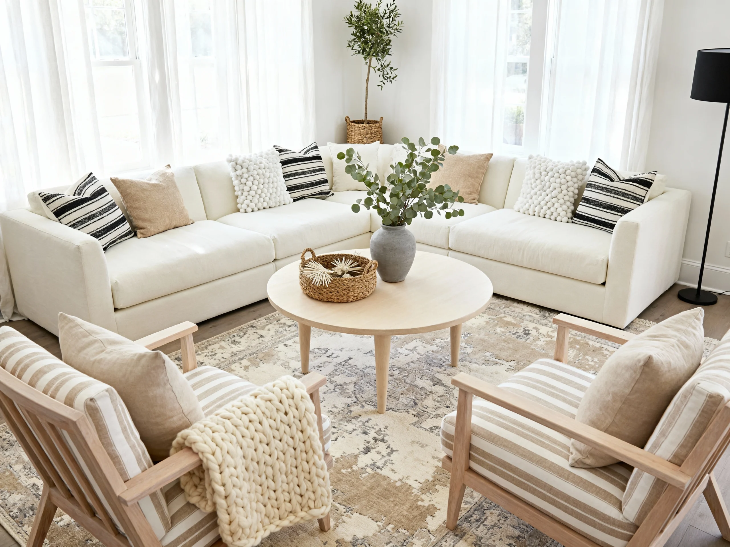 Elegant & Airy Living Room Inspiration for Styling Your Timeless White Statement Sofa