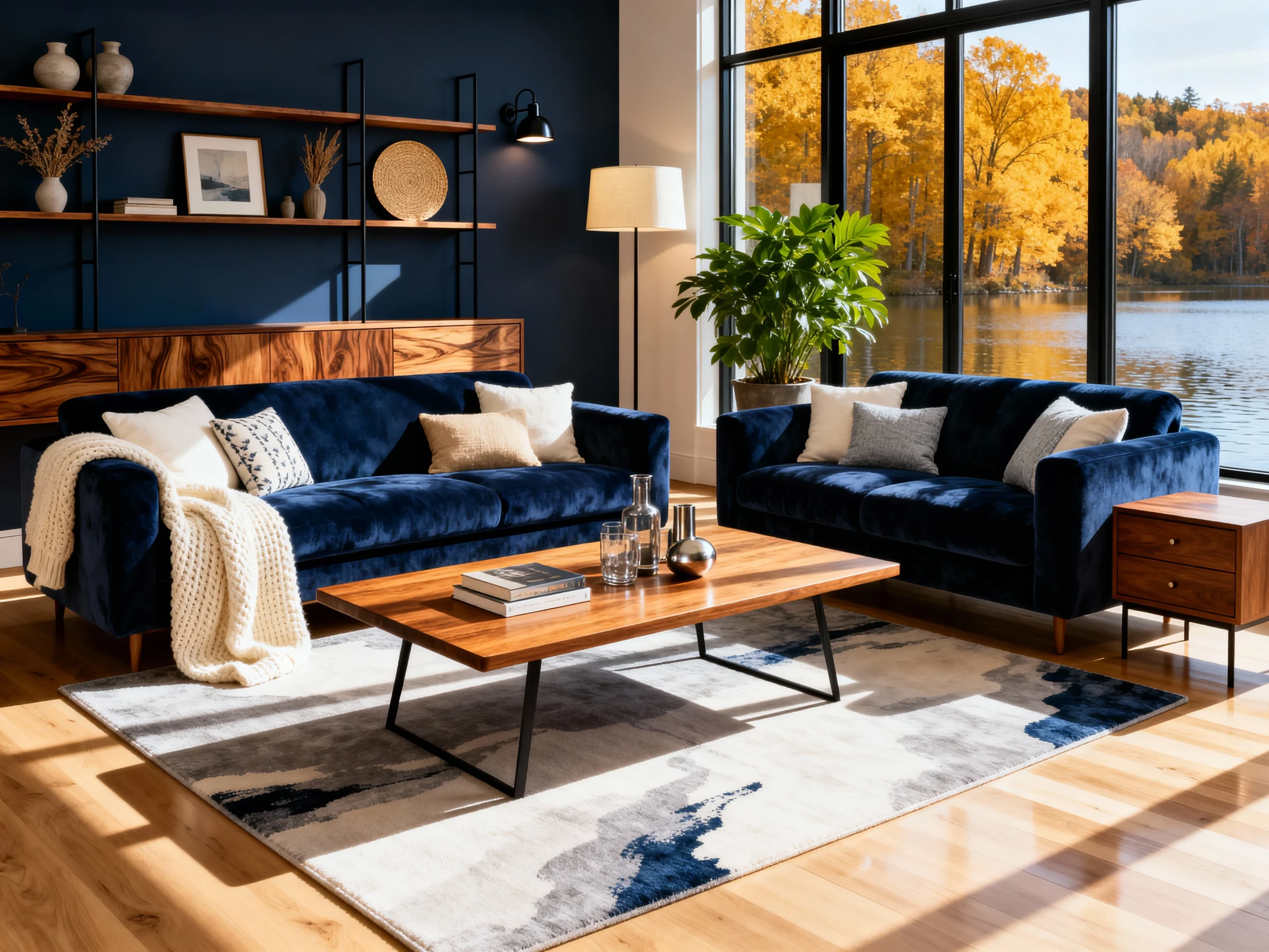 Ideas Bold Blue Living Room Decor for a Dramatic & Cozy Vibe