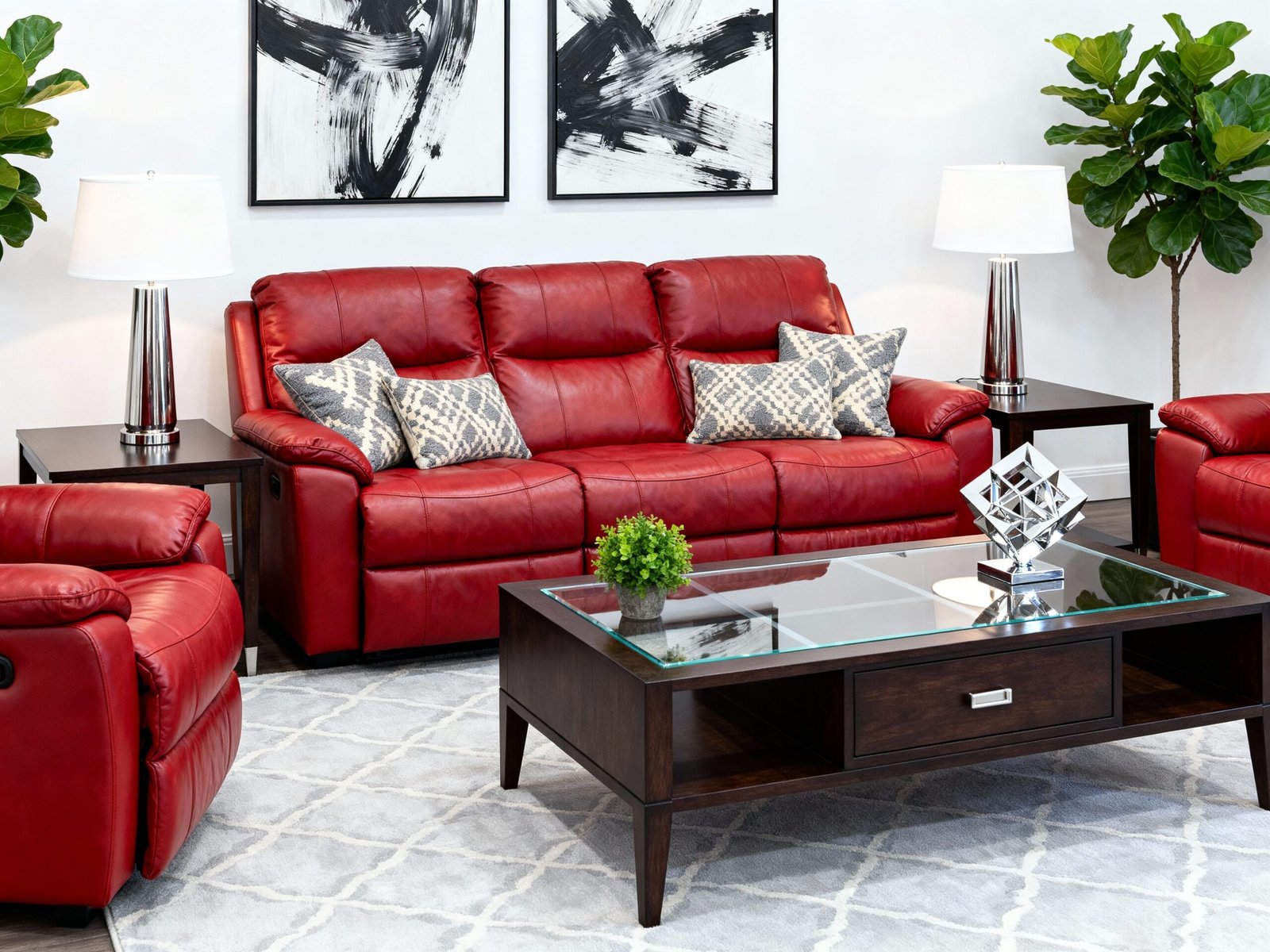 Sophisticated Living Room Designs Featuring a Rich, Ruby Red Couch