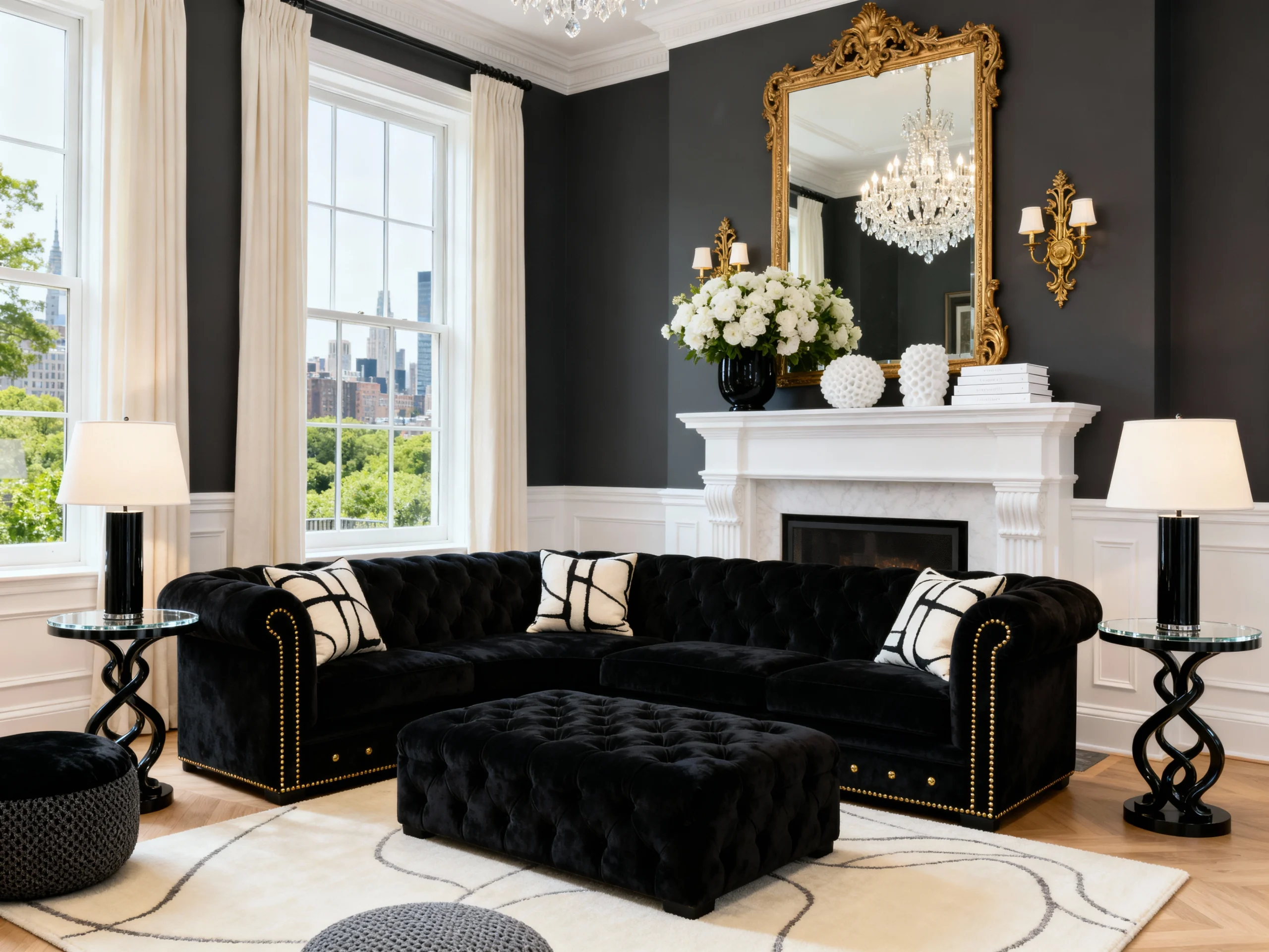 Warm & Inviting Living Room Ideas with a Dark Statement Couch