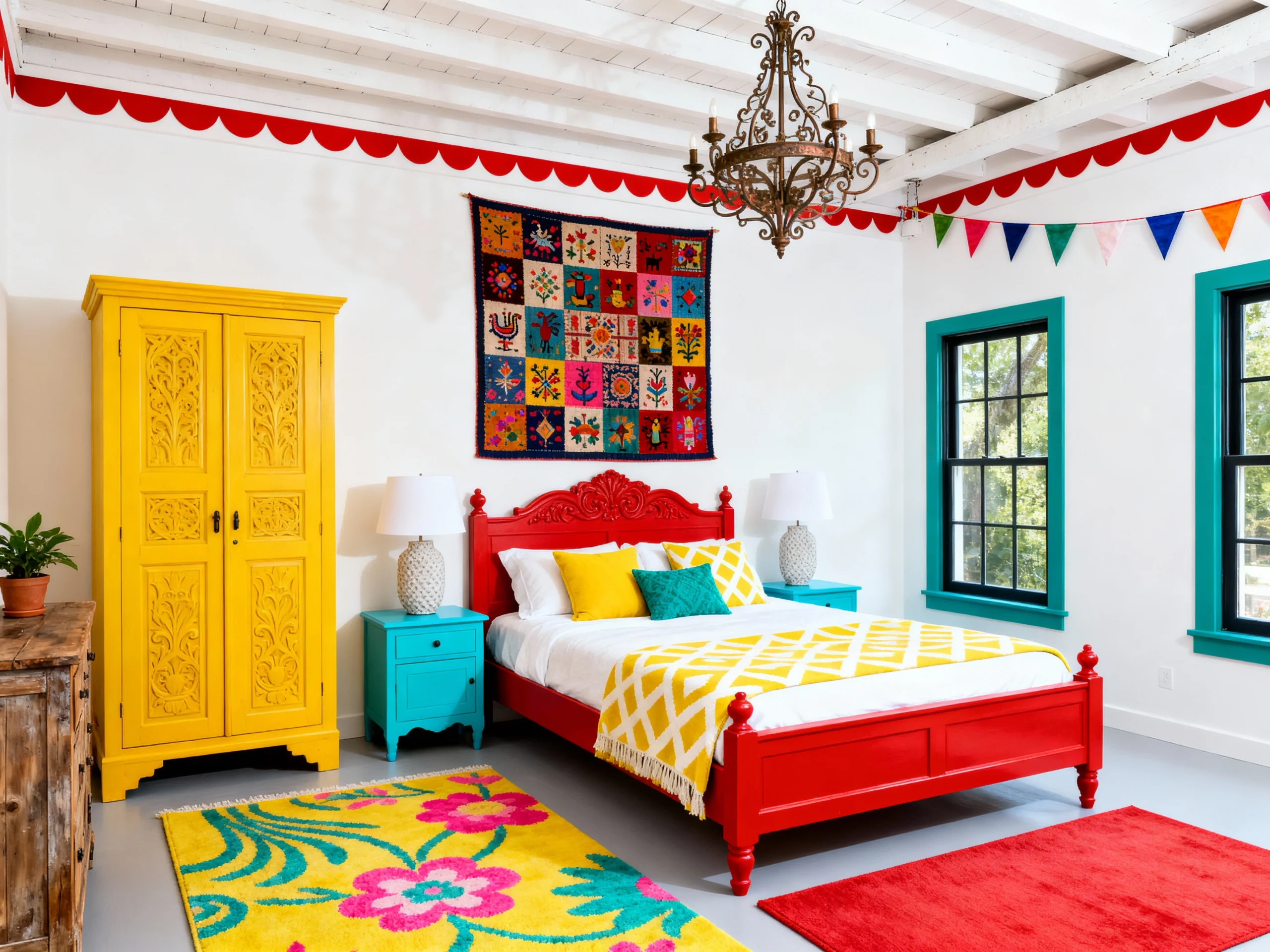 9 Colorful Boho Bedroom Wall Decor & Textile Mix