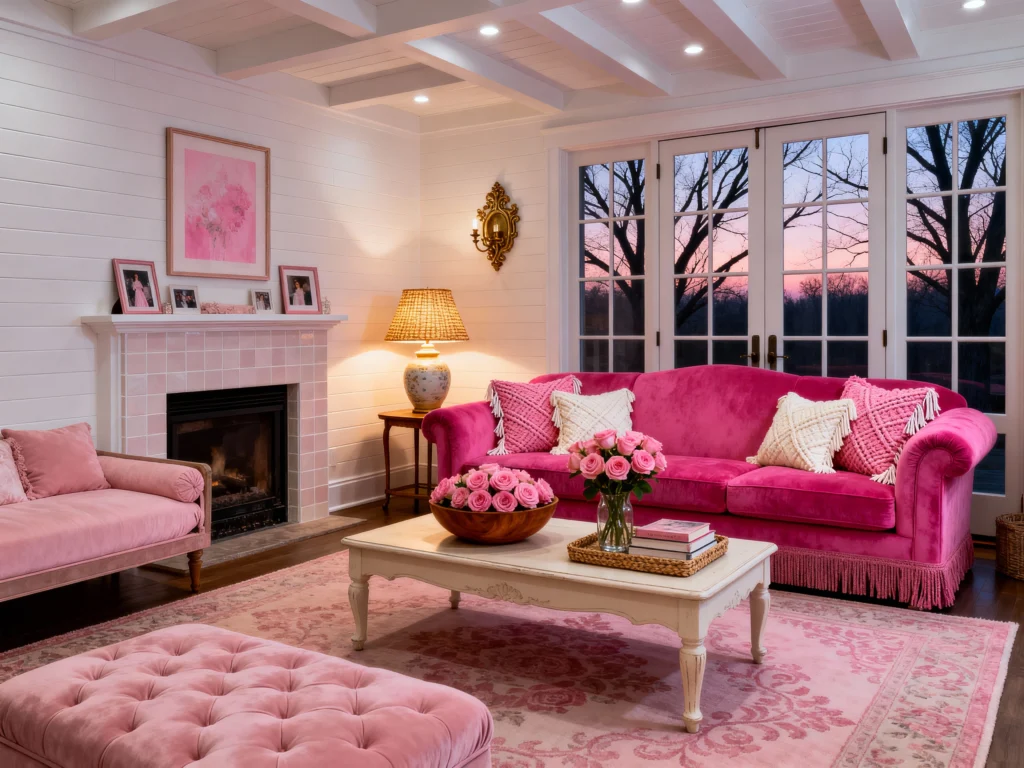 11 Pink Living Room Ideas for a Bold & Cozy Vibe - Lookscharm