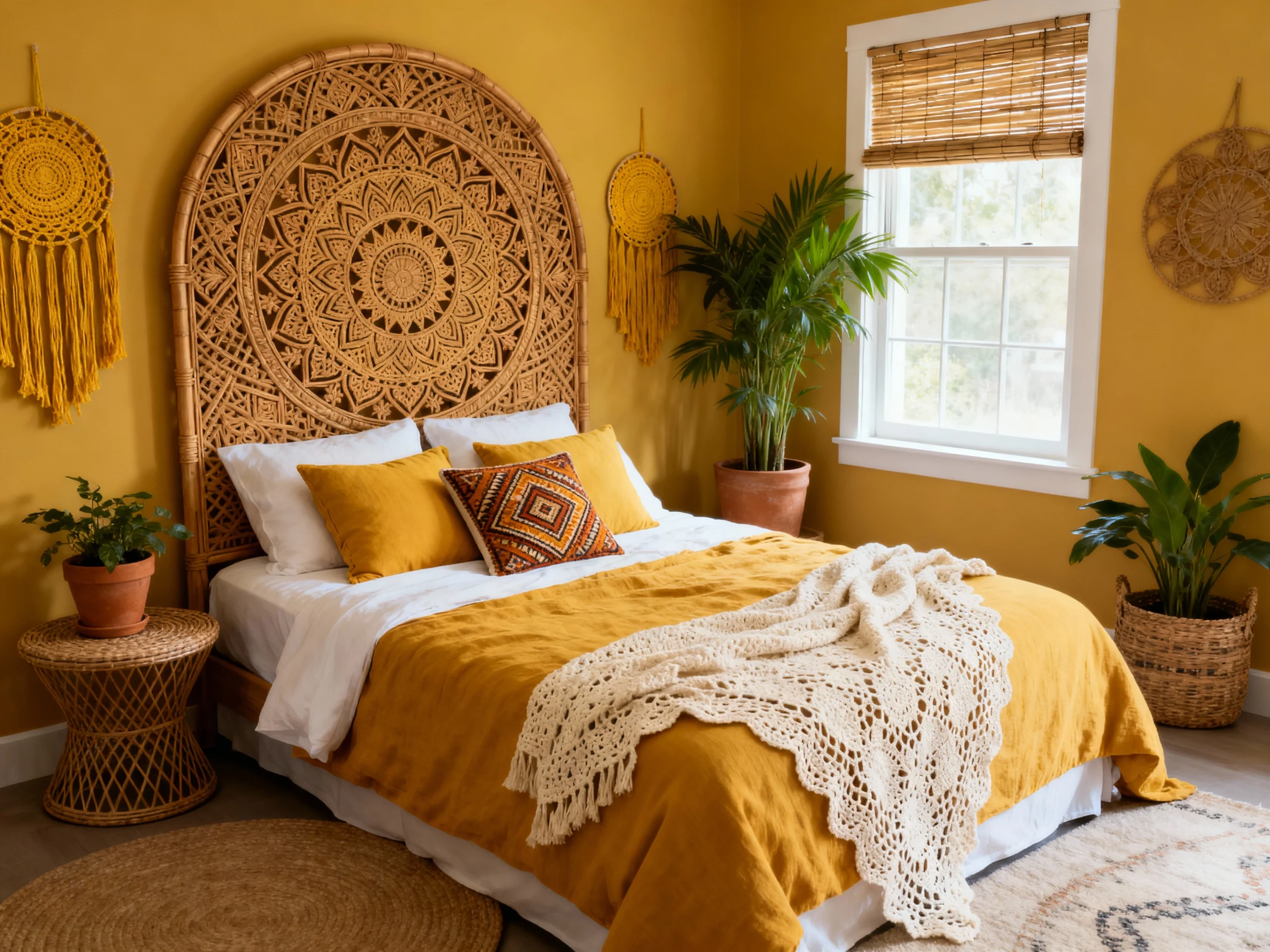 10 Yellow Macrame & Plants for Boho Bedroom Bliss