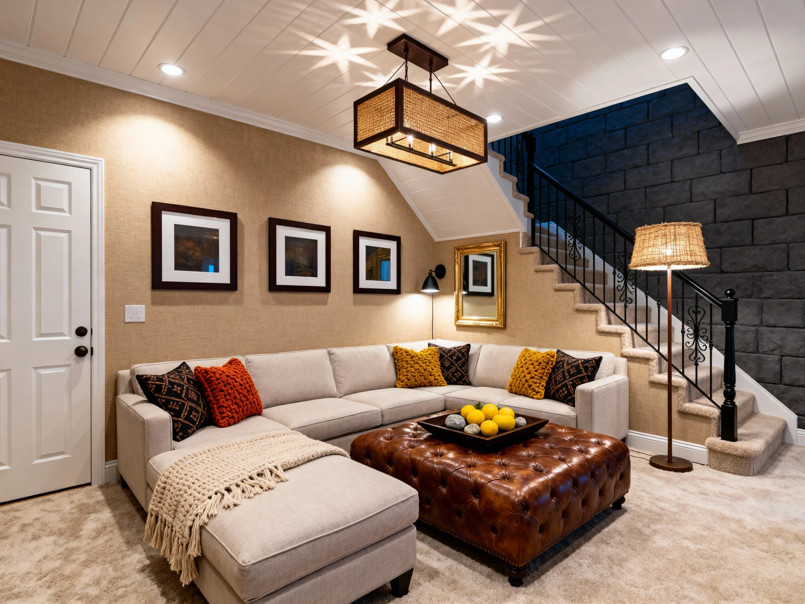 10 Basement Family Room with Sectional Sofa