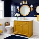 11 Modern Yellow and Navy Blue Bathroom
