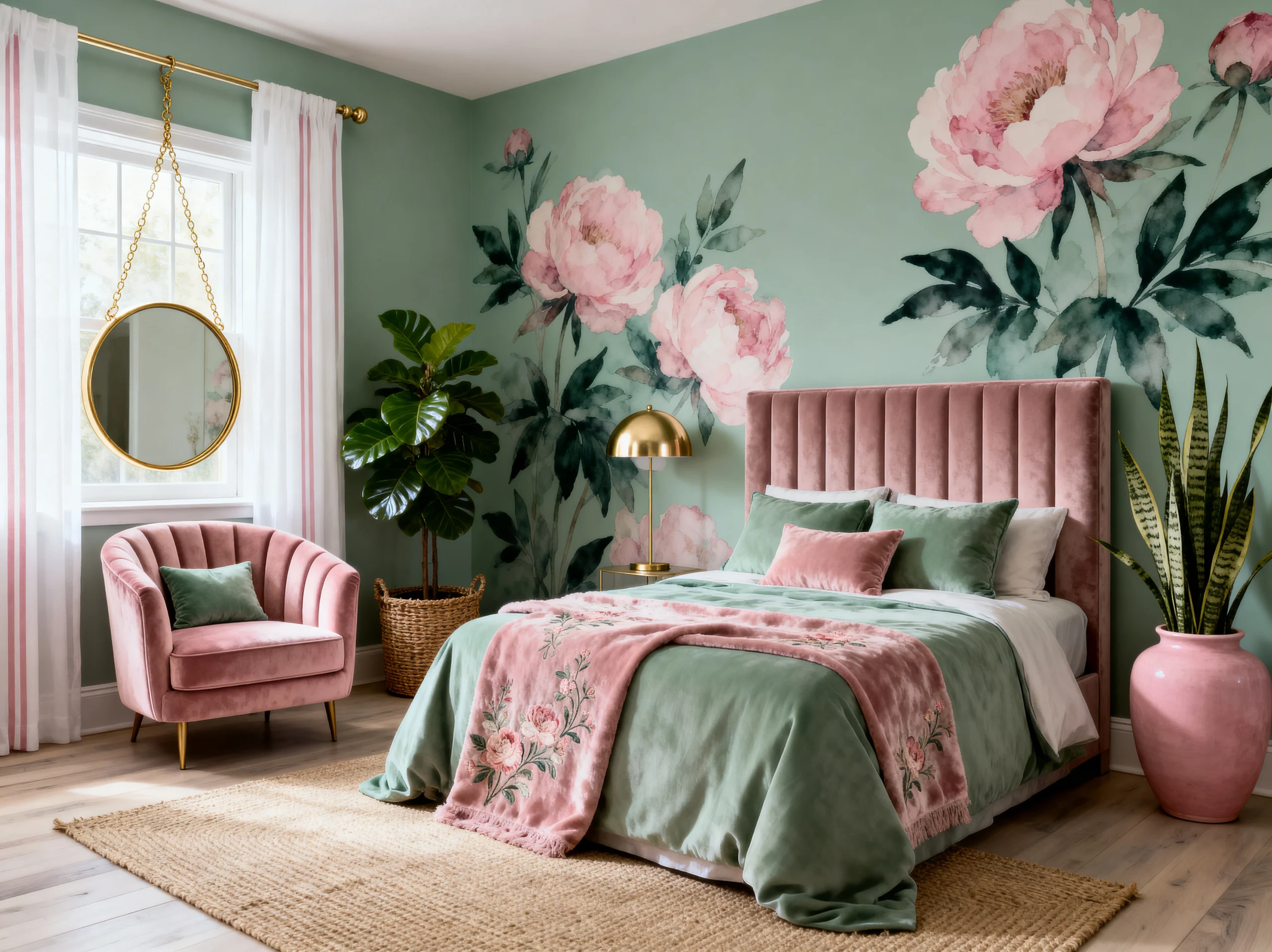 How to Style a Green and Pink Bedroom